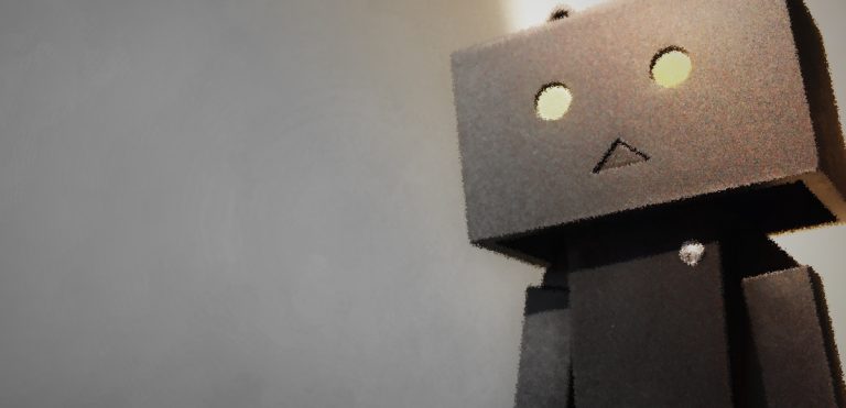 A box character looks depressed because he lost his job.