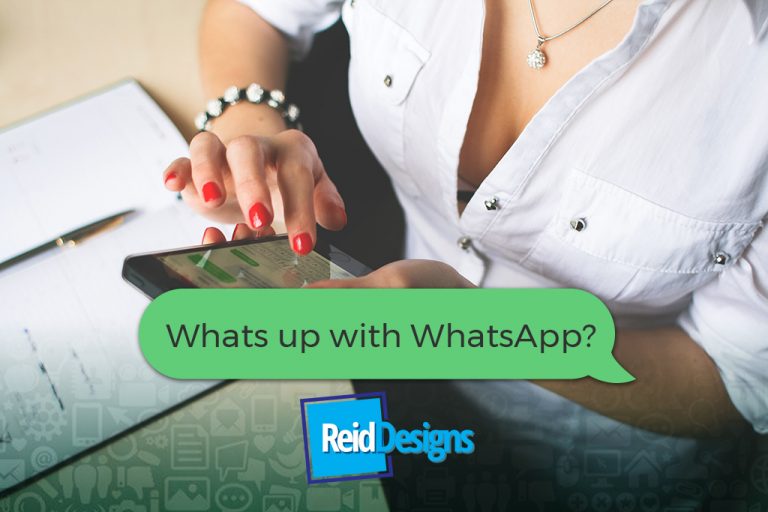 A lady with red fingernails uses a phone to message. The title says "What's up with WhatsApp?"