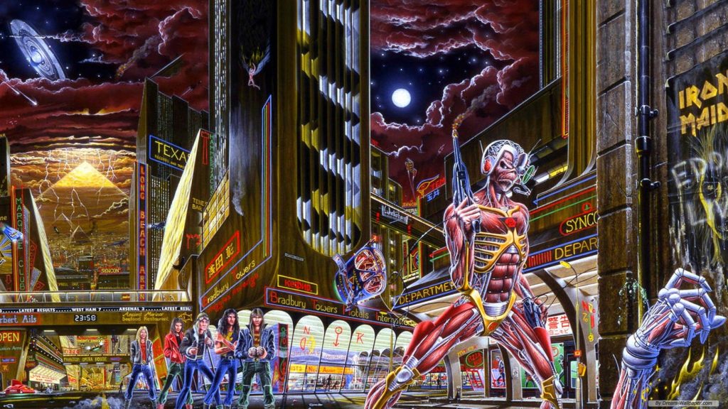 Iron Maiden Somewhere in Time album cover by Derek Riggs