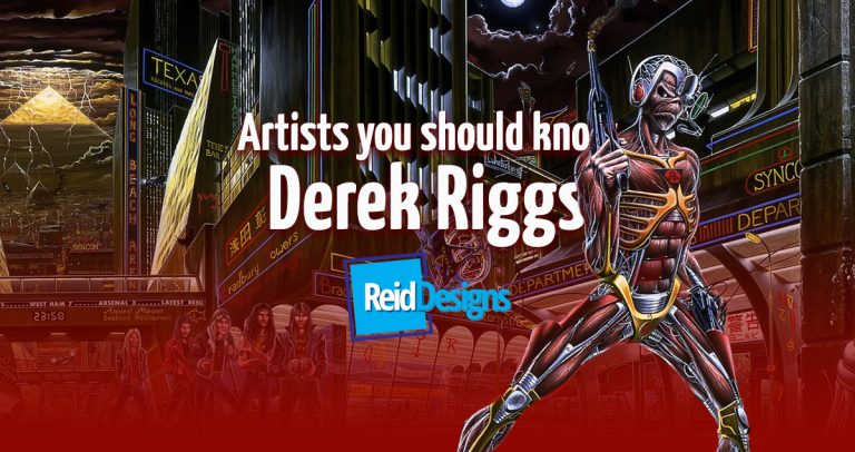 Derek Riggs. The album cover for Iron Maiden's Somewhere in Time.