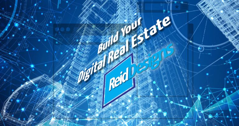 Build your Website with ReidDesigns. Header image with a futuristic looking cityscape.