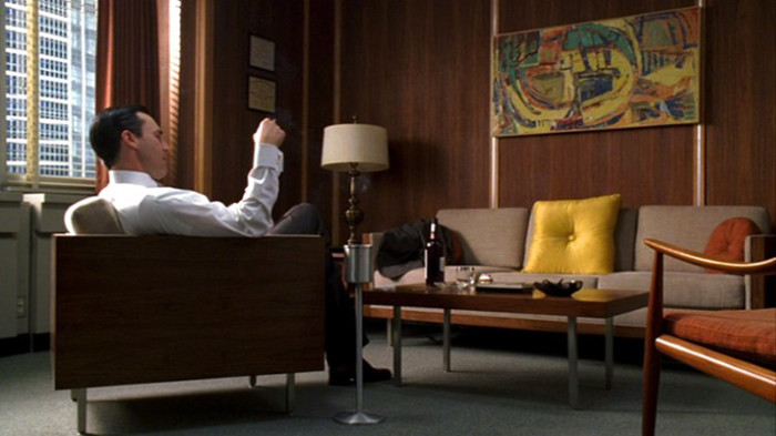 Don Draper in his office. Everyone has gone to self isolate.
