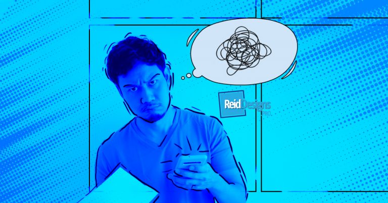 featured image of a blue man with a phone and bank statement visibly confused