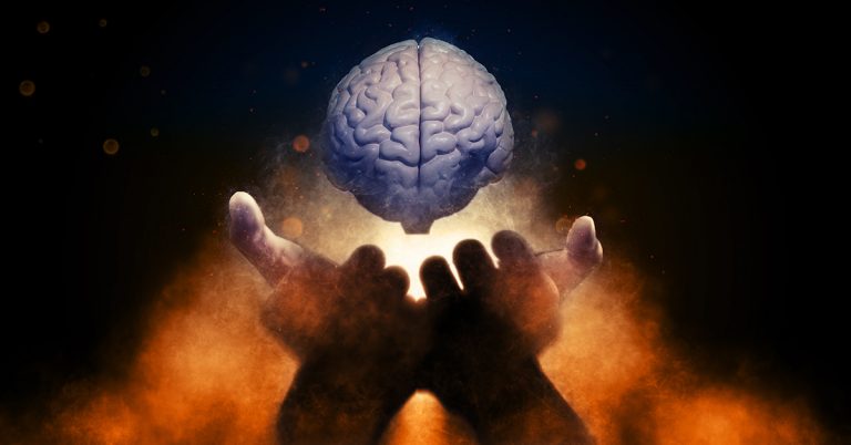 Logo Design and my Mental health. An epic image of my brain in my hands.